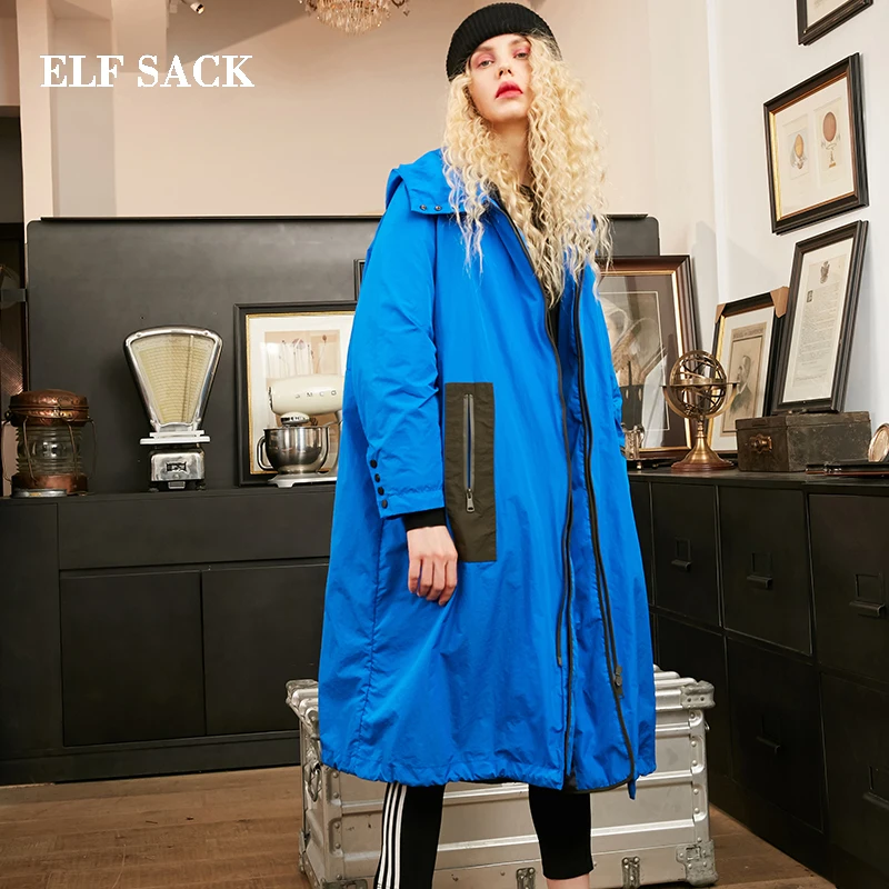 ELF SACK New Winter Woman Coat 90% White Duck Down Casual Solid Long Warm Women Warm Jackets Coat Outwear Streetwear Female Coat