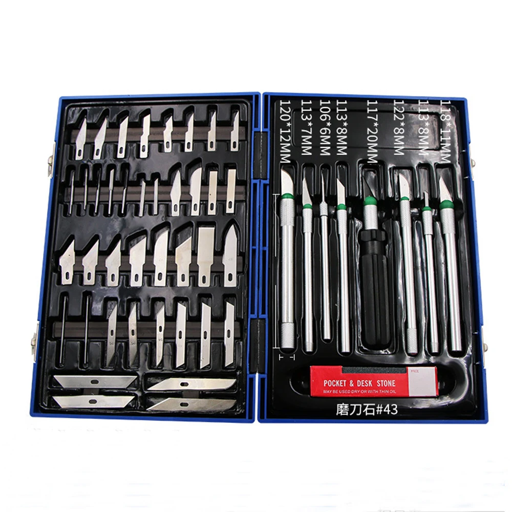 

56 in 1 Metal Cutting Knife DIY Carving Pen Paper Cutter Sculpture Scalpel Knives CellPhone Notebook Film Model Hand Tools Set