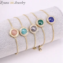 10 шт. ZYZ296-9492 CZ микро проложить Женский Круглый вырез камень Разъем браслеты ювелирные изделия Регулируемые Цепи Браслеты для женщин