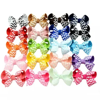 

20pcs/lot Colorful Grosgrain Ribbon Wave Bows Hairpins With Clip Boutique Bows Hairpins For Girls Kid Hair Clips Accessories A10