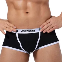 Брендовые боксеры AustinBem, модное сексуальное u-образное нижнее белье, мягкие хлопковые мужские одноцветные боксеры