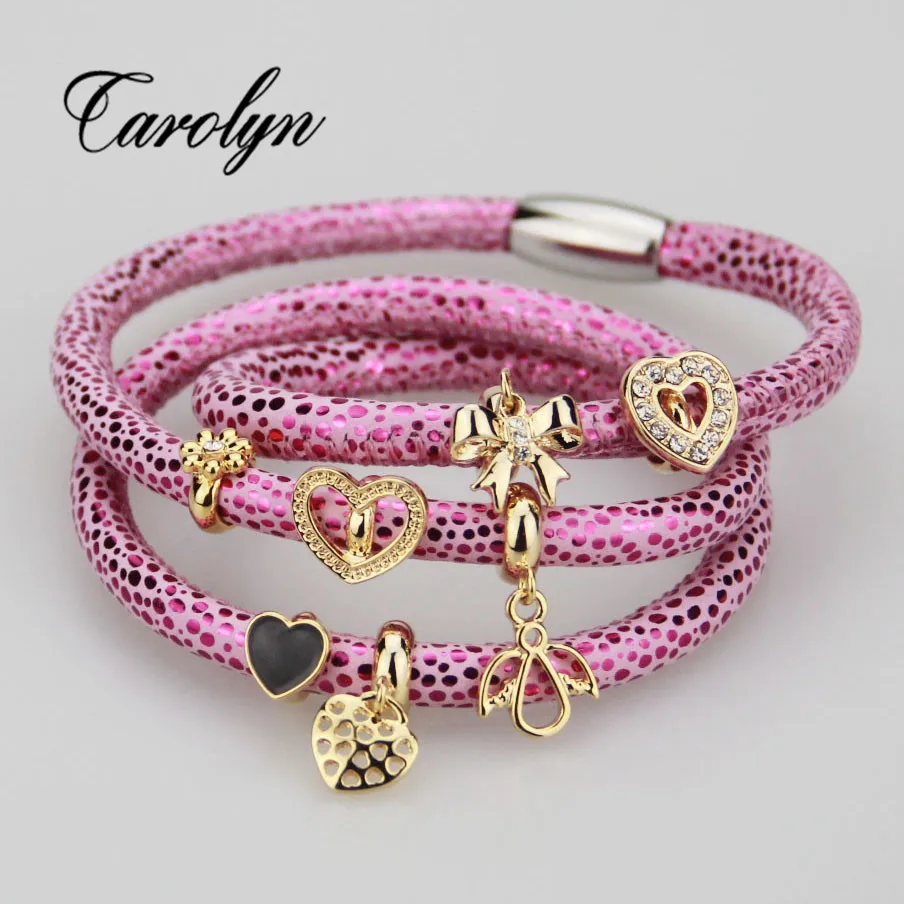 MI AVENUE New Arrival 60cm Three Layer Leather Warp Bracelet Together