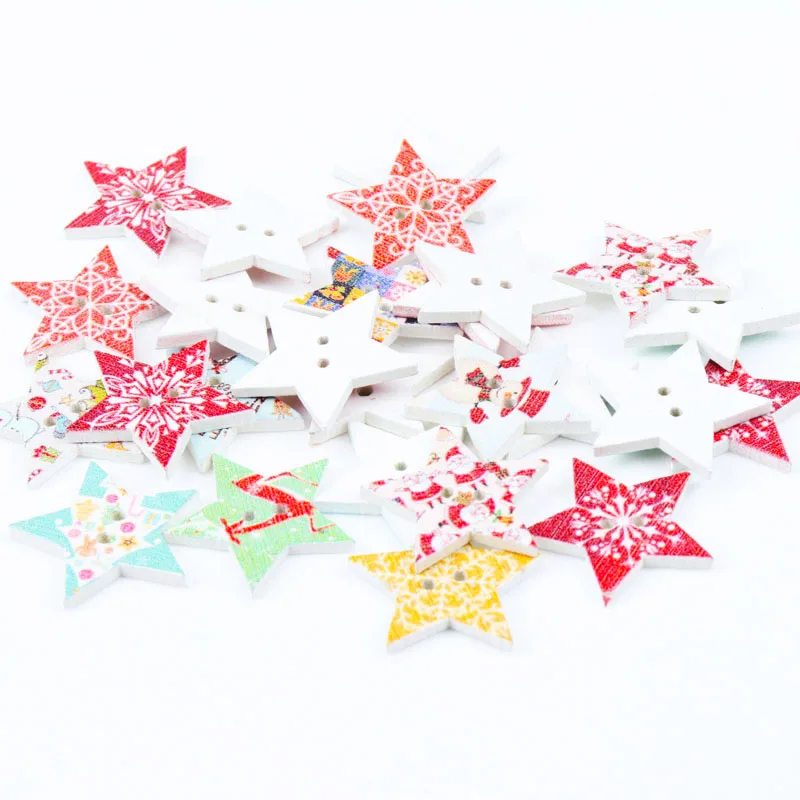 

Wood Star Shaped Sewing Buttons Star Pattern Handmade Scrapbooking Craft for Christmas Home Decoration 20pcs 25mm MT0795