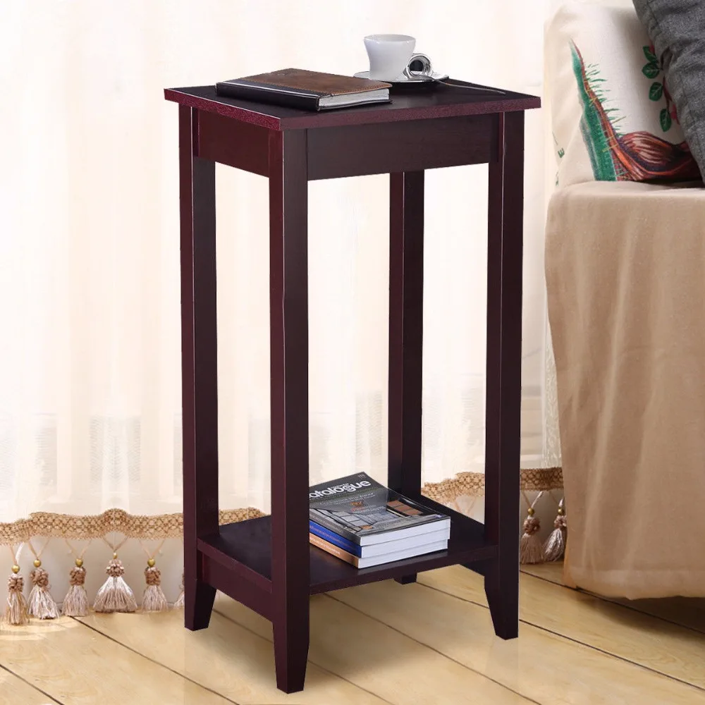 Giantex Tall End Coffee Table Modern Living Room Wood Side Nightstands Multipurpose Shelf Display Rack Console Tables HW51529