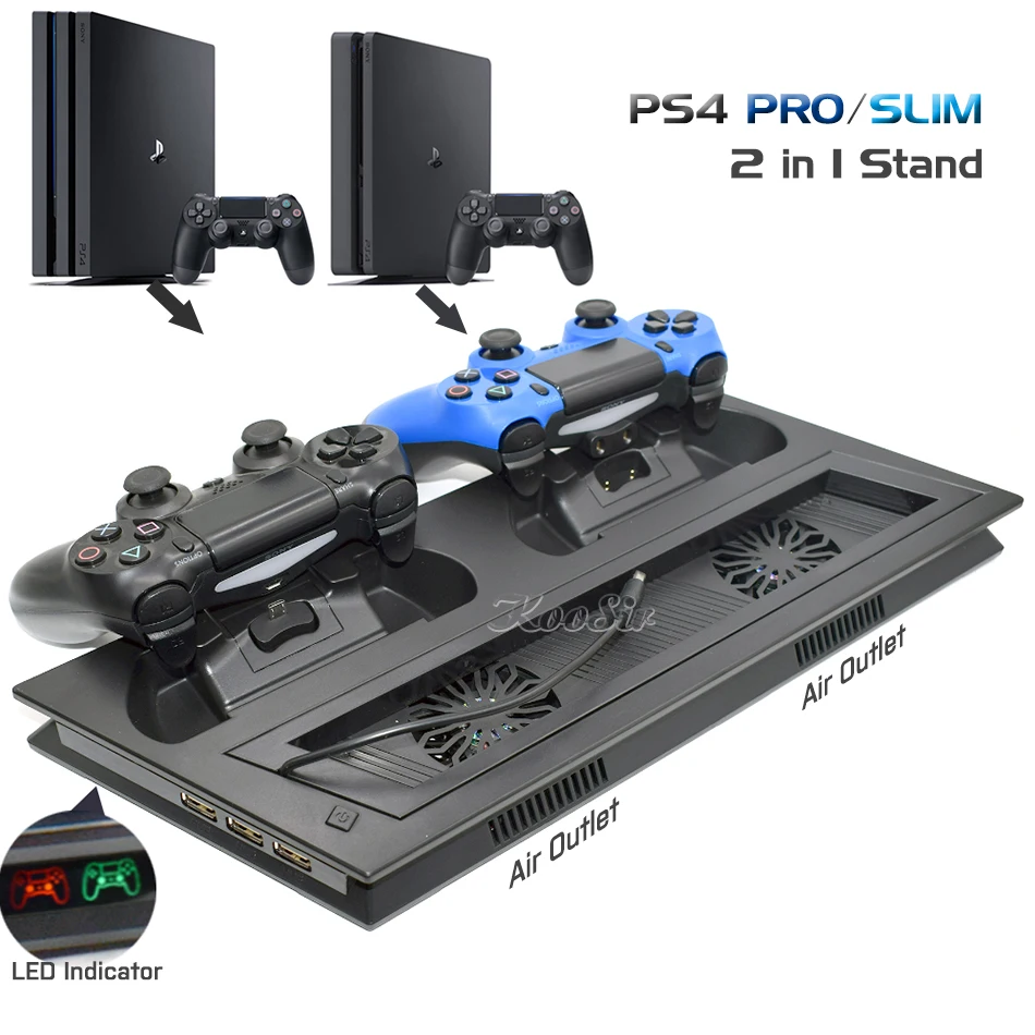 

PS4 SLIM PRO Vertical Cooling Charging Stand PS Play Station 4 Controller Charger Dock Station for Sony Playstation 4 PRO Games