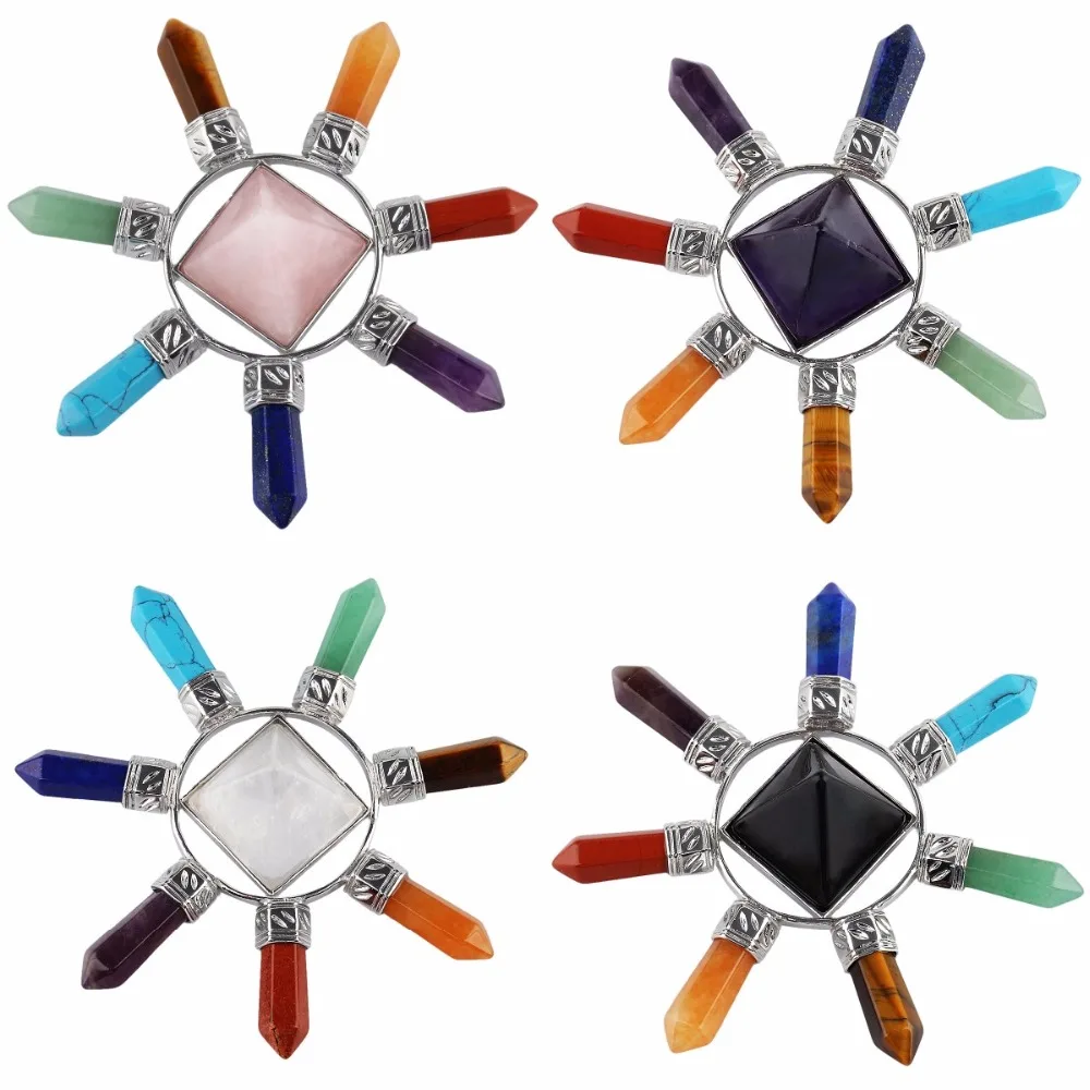 

TUMBEELLUWA 7 Chakra Crystal Energy Generator,Healing Reiki Point Pyramid,Seven Direction