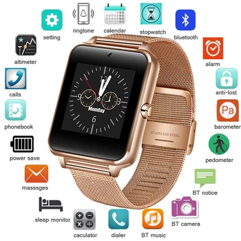 

Smart Watch Metal Strap Bluetooth Wrist Smartwatch Support Sim TF Card Android&IOS Watch Multi-languages PK S8 GT08