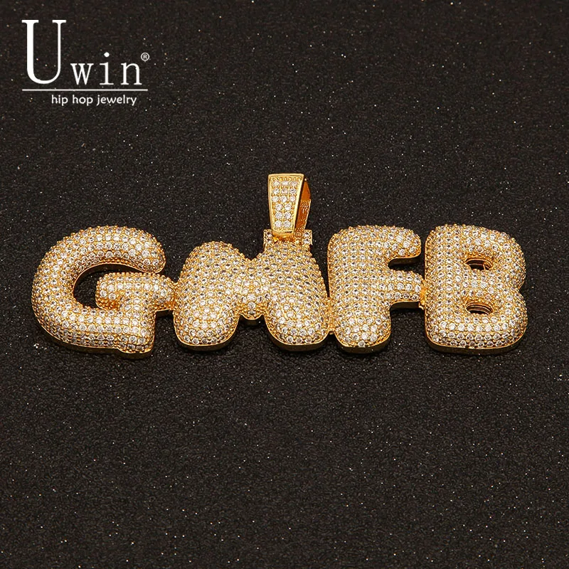 

UIWN Name Necklace Gold For Customize Bubble Letter Pendant Without chain