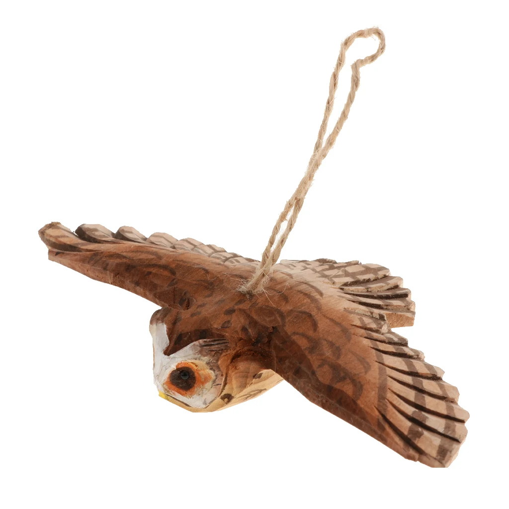 100% Hand Carved Owl & Frog Hanging Animal Statue Figurines Sculpture Wooden Hanging Ornament Home Garden Rustic Decorations