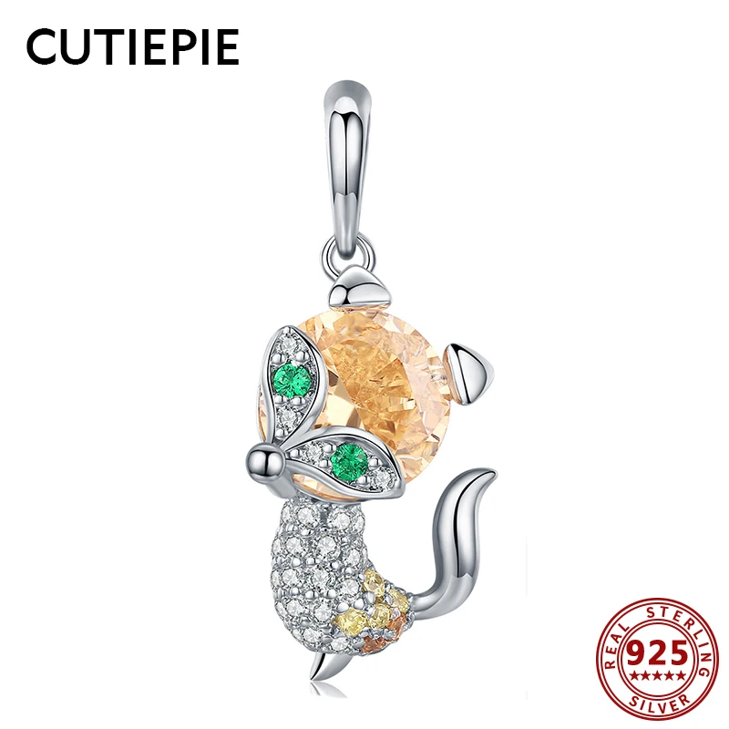 

CUTIEPIE New Real 925 Sterling Silver Cute Fox DIY Beads Charms for Women Chain Bracelet Necklace Exquisite Silver Jewelry Gifts
