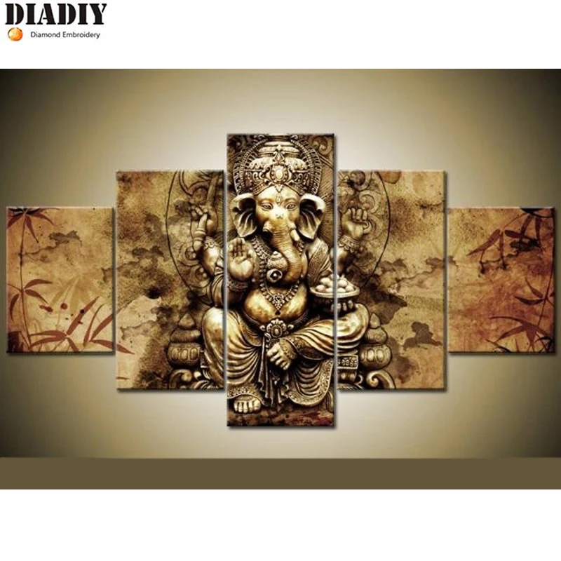 5 шт. полностью квадратная/круглая дрель 5D DIY алмазная живопись Ganesha красное