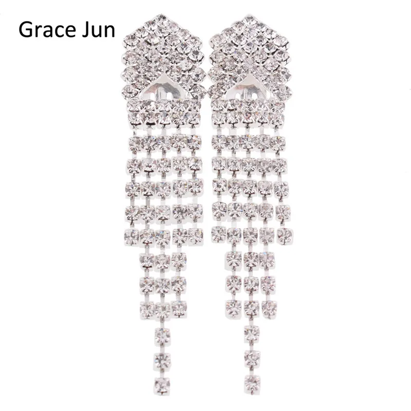 Бренд Grace Jun (TM) Новый дизайн Свадебная Посеребренная кристаллическая Длинная