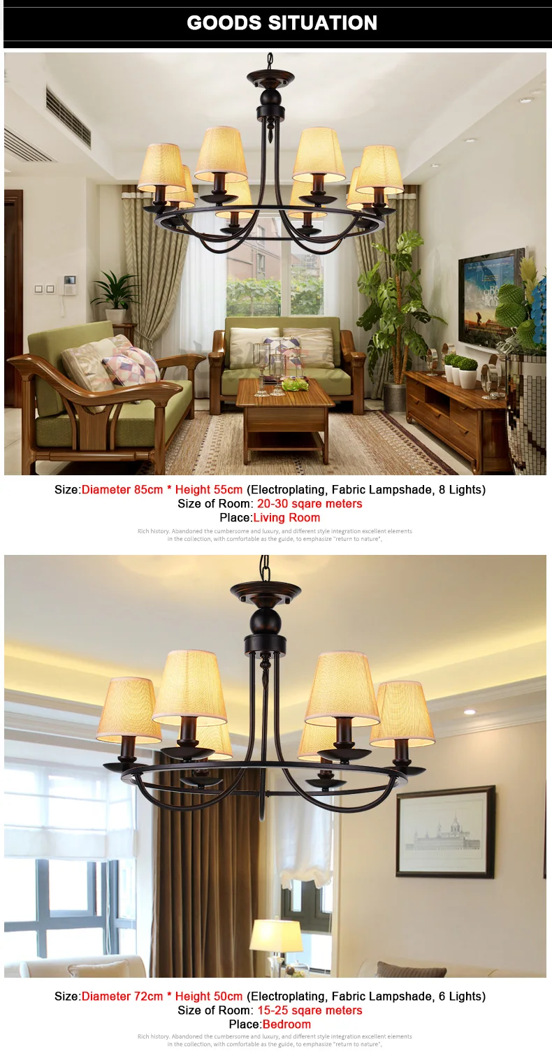 Люстра светодиодный в американском стиле винтажный подвесной бра абажур из ткани потолочный светильник для гостиной столовой окрашенный E14 разъем