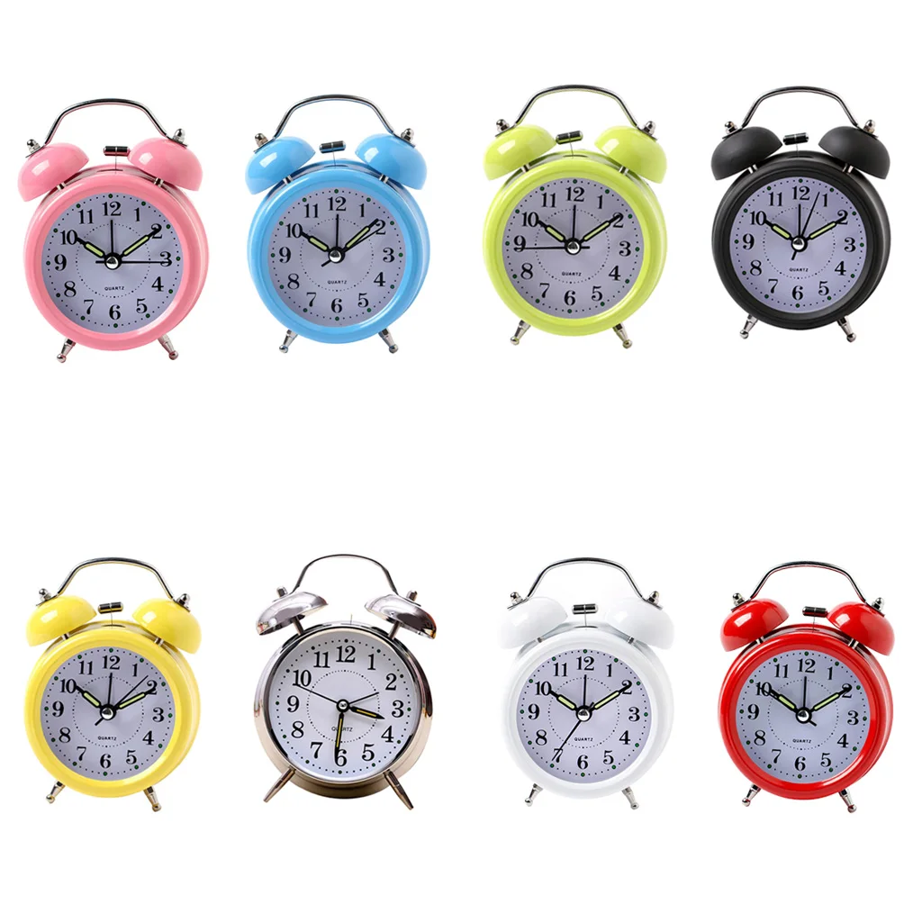 Digital 3D Twin Bell Alarm Clock Loud Wakeup Chime Clock Battery 3inch White