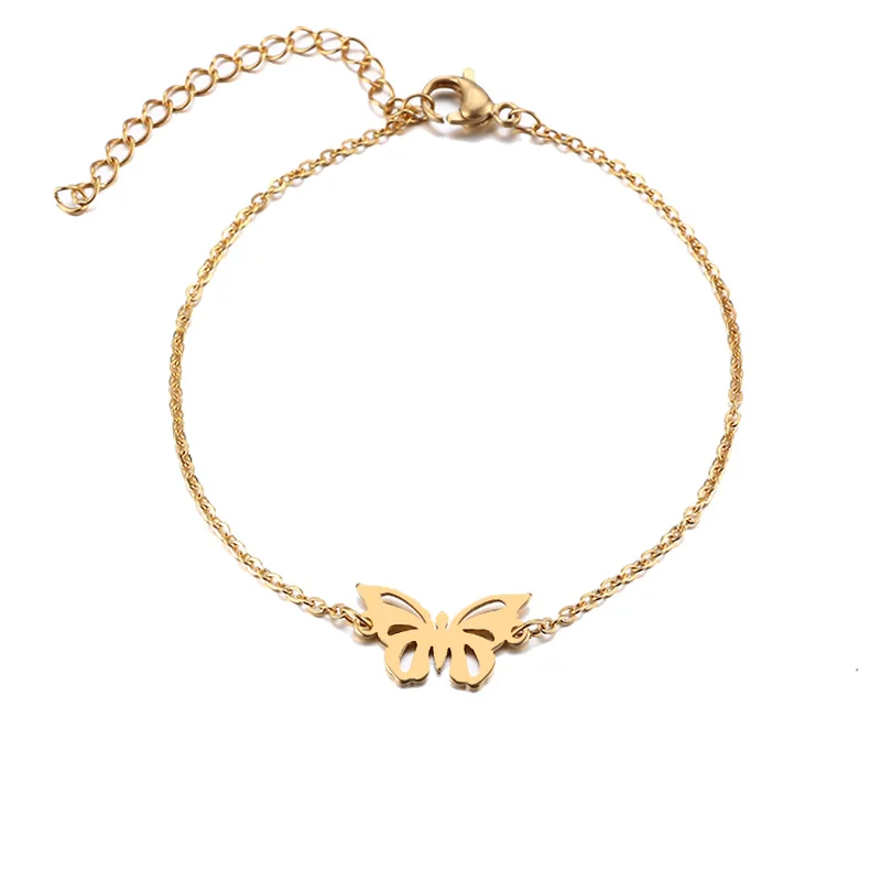 DOTIFI браслет из нержавеющей стали для женщин полые бабочки золотистого и серебристого цвета Pulseira Feminina Lover's обручальные ювелирные изделия