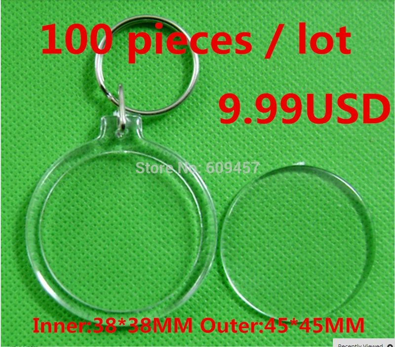 A Pack(100pcs) Of Circle Keychain Blank Transparent Plastic Acrylic Id