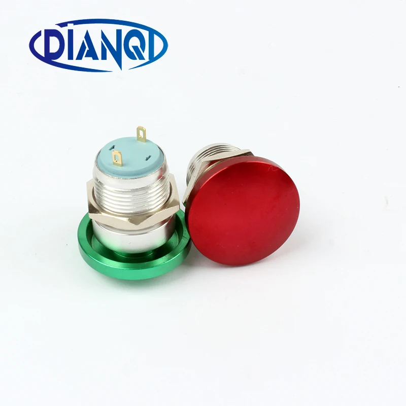 16mm Metal Waterproof Alloy Push Button Switch mushroom Momentary 1NO