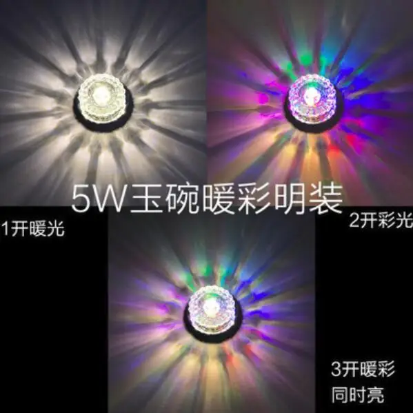 3 W/5 W поверхностный Кристалл Потолочные светильники точечные лампы лампа для крыльца веранды AC220V 110 V для внутреннего Спальня домашнего освещения - Испускаемый цвет: ww and rgb