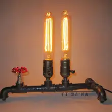 Винтаж промышленных водопровод настольные свет Эдисон t185 регистрации акцент дерево лампа кафе-бар зале магазина клуб Кофе магазин Декор