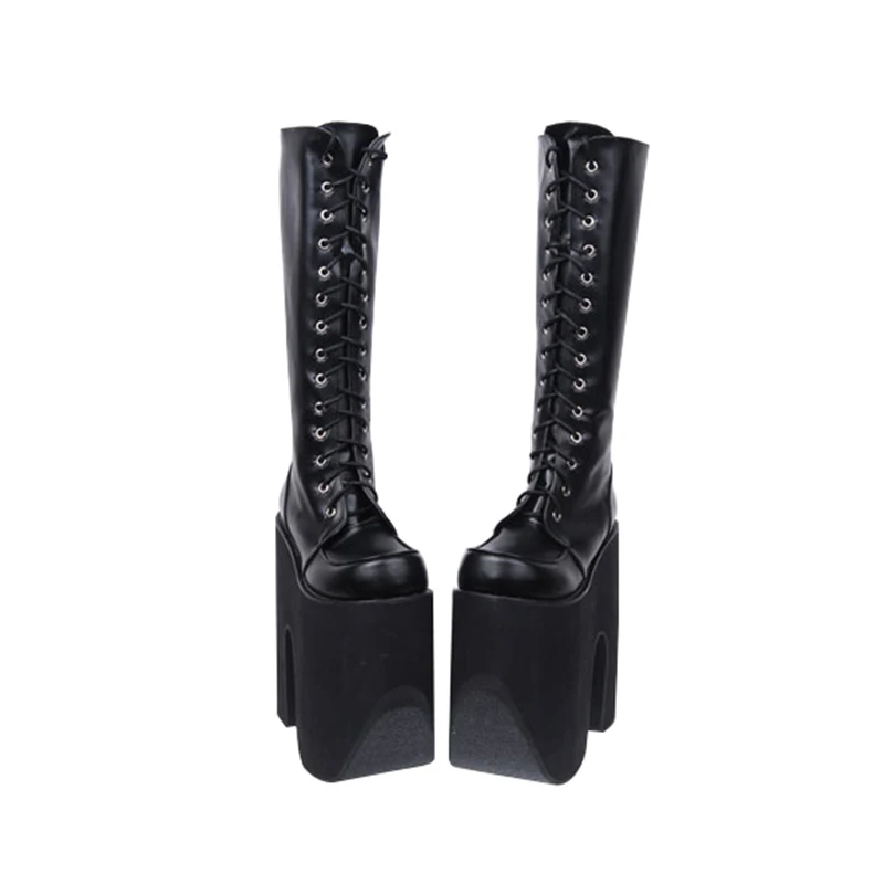 Negro Bombas Angelical Alta Motocicleta Mujeres Tacón Mujer 20 Punk Botas Plataforma Zapatos Impresión Cm De Trifle Super Señora Lolita Mori Chica px6gnwqR4