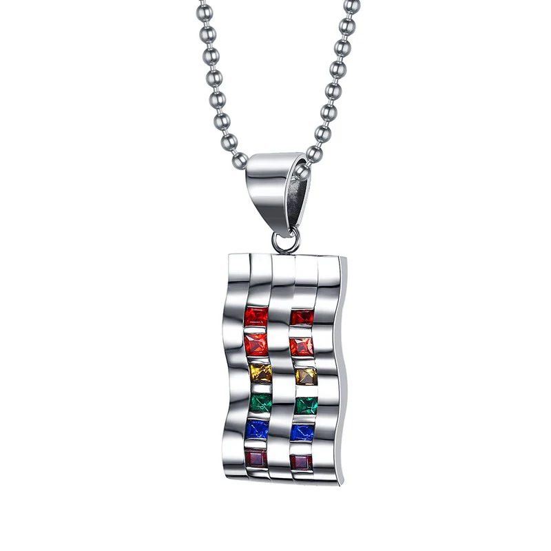 LGBT Jewelry Gays Necklace Women Men Rainbow Rhinestone Titanium Steel