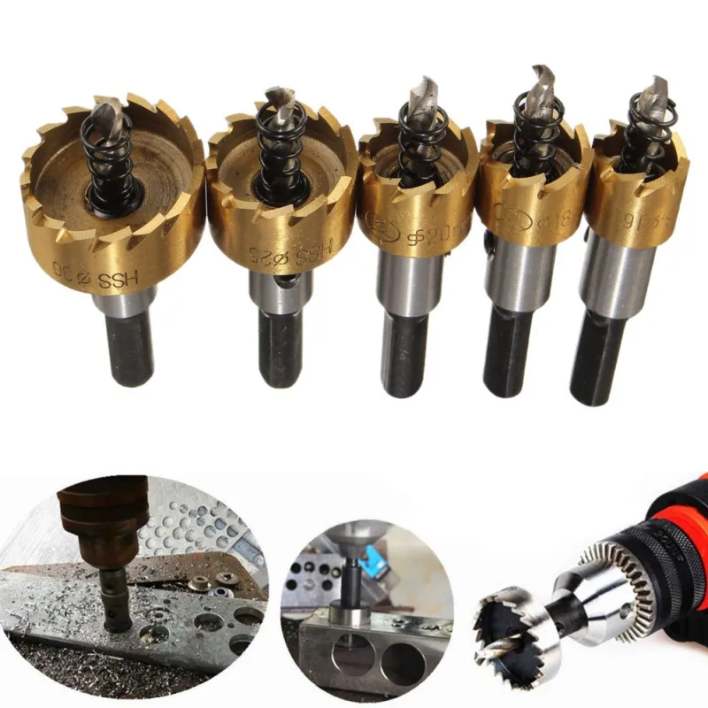 Newest 5 Piece 6542 HSS Metal Drilling Titanium Plated Saw Opener