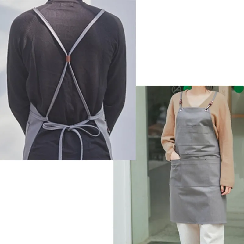 Black Gray Denim Apron D96-10