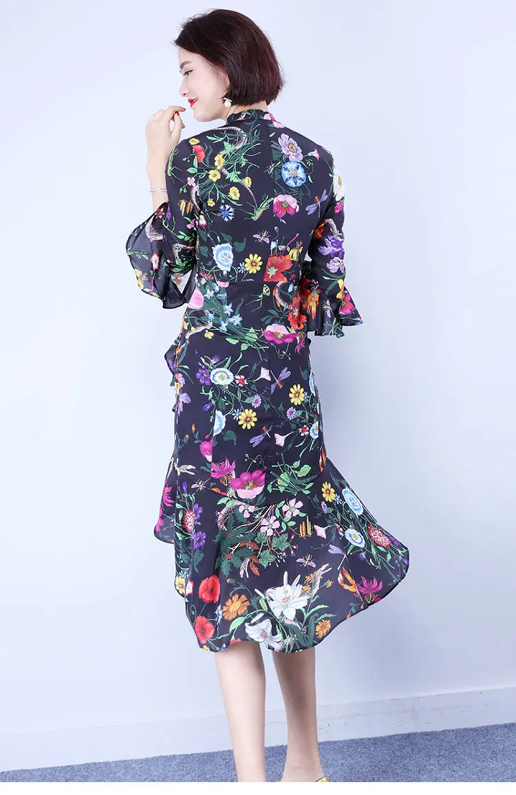 Цветы змеиный принт мягкий шелк креп ткань, шелк тутового шелкопряда креп ткань для женского платья, 140 см ширина чистый шелк креп