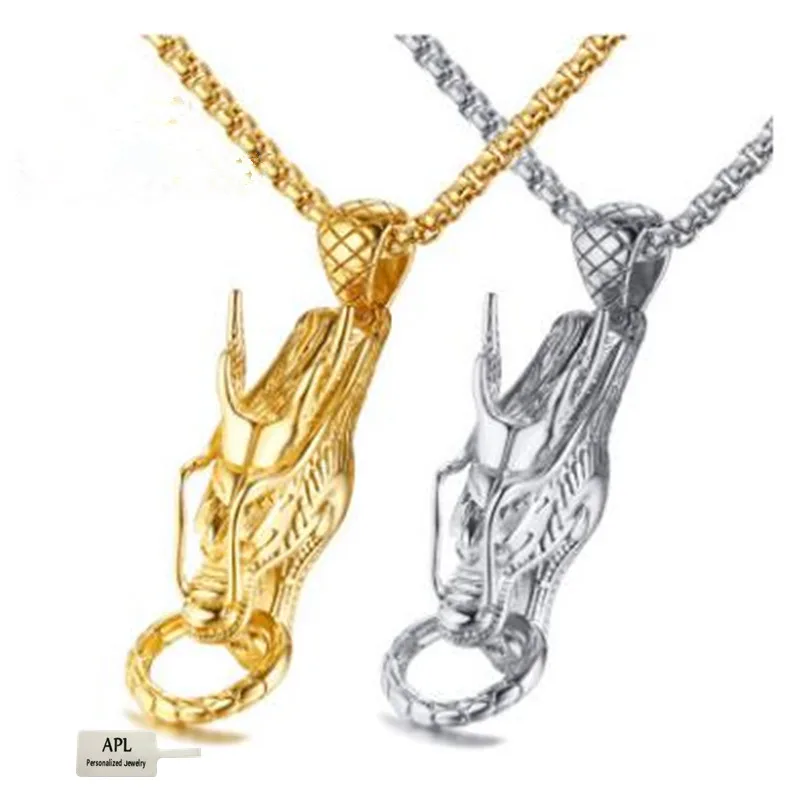 

APL-New Punk Retro Jewelry Silver Gold Necklace Stainless Steel Men's Gift Pendant
