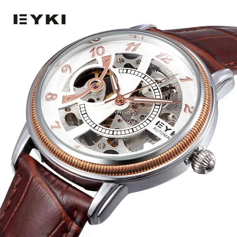 2015 New EYKI Brand Watch Men Mechanical Watches Automatic Self-Wind Leather Strap Wristwatch Fashion Casual Mens Android | Наручные часы