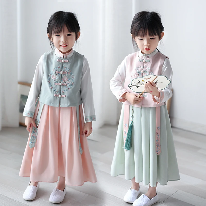 

Girls Dress Improvement Of Tang Dress And Traditional Chinese Dress With Chinese Element Fairy Embroidered Daily Han Dress
