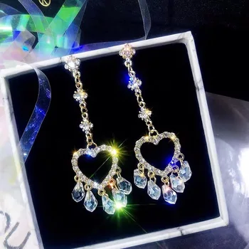 

2019 New Arrival Fashion Crystal Vintage Water Drop Women Dangle Earrings Pearl Earrings For Female Korean Dangle Jewelry