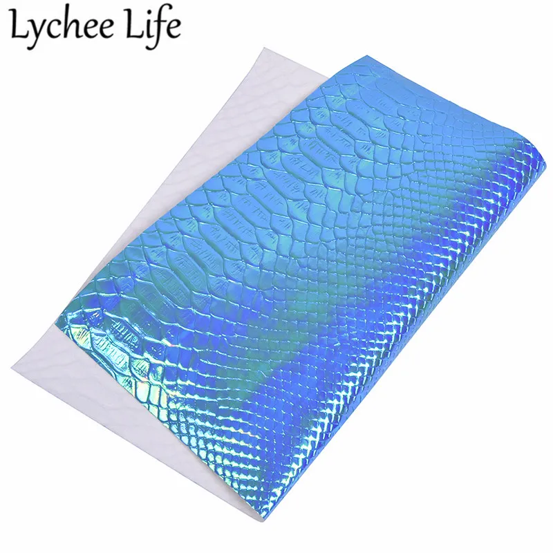 Lychee Life цветная крокодиловая кожа ткань Переливающаяся искусственная кожа 29x21 см Ткань DIY Ручная работа швейная ткань аксессуары поставки - Цвет: 4