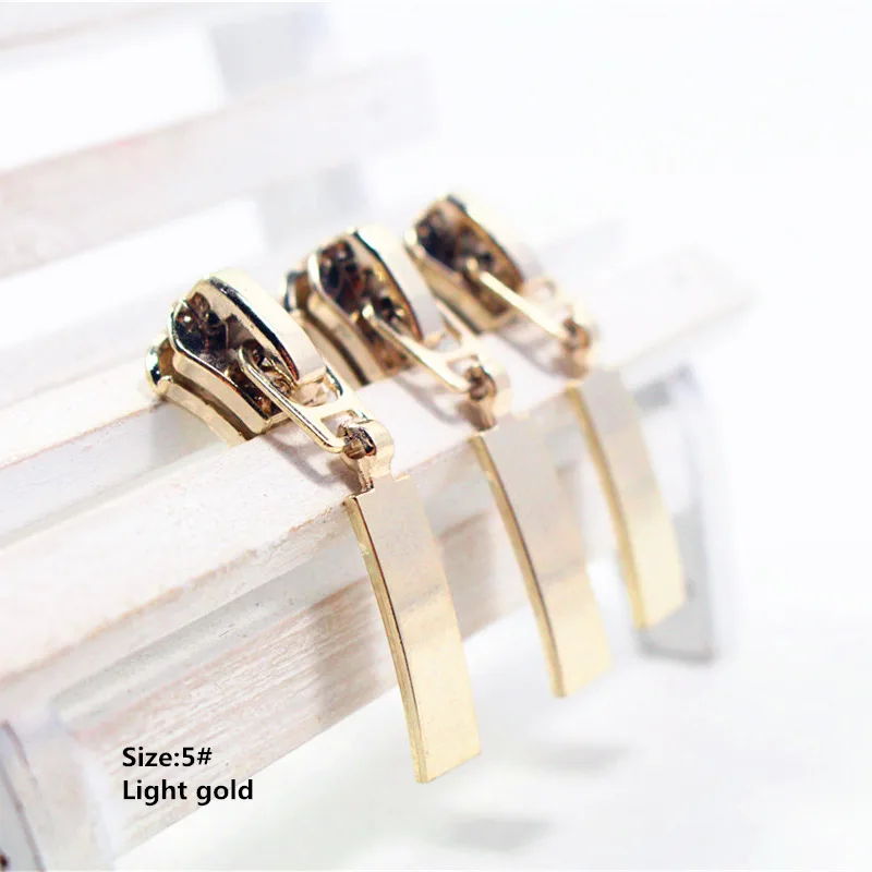 

5# Wholesale 10pcs Zipper light gold Metal Zipper Pulls zipper Head For Handbag/ Backpack/Clothing/Sewing Tailor Tools t10