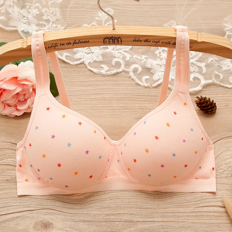 Yasemeen Ultra-thin Cup Breathable Underwire Bras Comfort Push Up Bras for Small Bust Star Printing Girl's Brassiere Cotton Bras