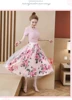 Conjunto de 2 piezas para mujer, Camiseta corta con Lazo de algodón rosa a la moda, trajes de faldas largas con estampado Floral de malla, verano 2022 ► Foto 2/6
