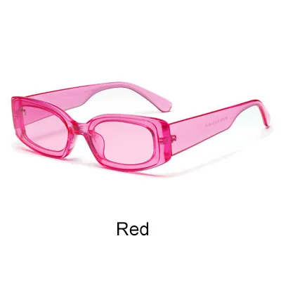 Два Oclock винтажные маленькие квадратные солнцезащитные очки для женщин, брендовые дизайнерские ретро прямоугольные солнцезащитные очки, женские очки ярких цветов 8813018 - Цвет линз: Красный