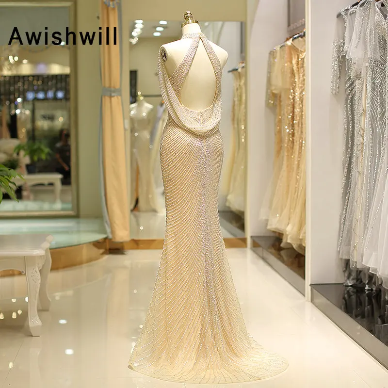 Новое поступление Бисероплетение Кристаллы длинное платье для выпускного с подолом в виде русалочьего хвоста спереди сплит без рукавов спинки длинное строгое вечернее платье вечерние платья