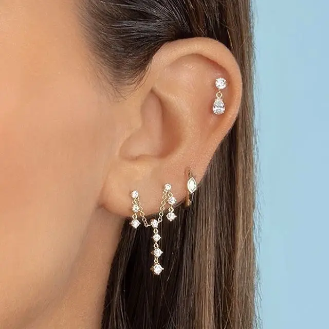 

2019 Top quality Gold filled fashion jewelry dangle cz tear drop charm earring delicate Beautiful elegance women ladies jewelry