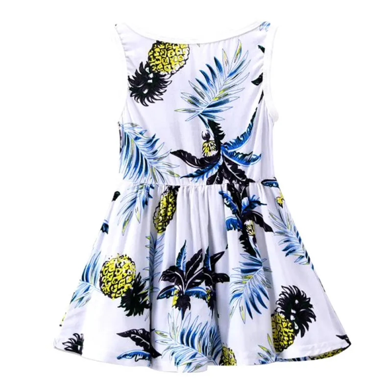 

Summer Casual Sleeveless Baby Girls Pineapple Print Dress Children Cute Dresses Sundress Outfits New