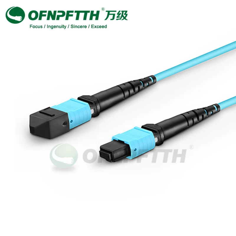 

10M MPO Fiber Optical Patch Cord 12Core Multimode OM3 10/40G Aqua Color