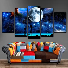 Картины на холсте домашний Декор 5 шт. Рик и Морти картины HD принты звездное небо Луна плакат для гостиной стены искусство рамки