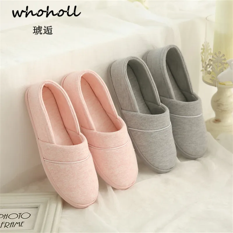 

Whoholl Lovely Ladies Home Floor Soft Women Indoor Slippers Outsole Cotton-Padded Shoes Female Cashmere Warm Casual Shoes 36-44