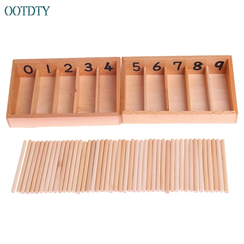 Montessori Wooden Spindle Box 45 Spindles Mathematics Counting Educational Toy educational toys math toys