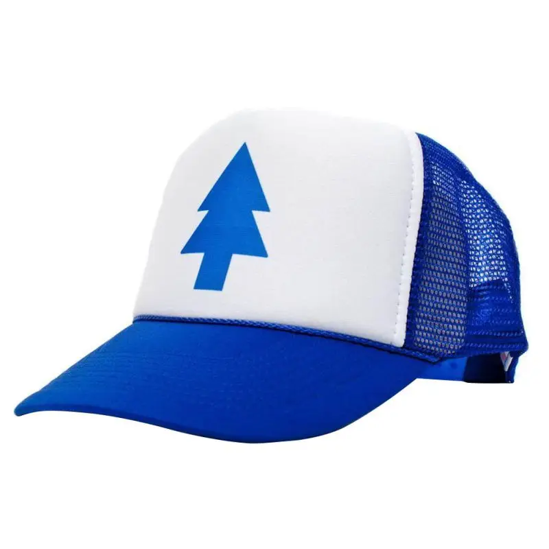 

New Unisex Women Men Curved Bill BLUE PINE TREE Dipper Gravity Falls Cartoon Mesh Hat Cap Trucker Baseball hat