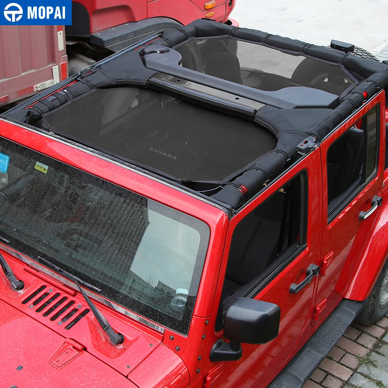 MOPAI 2/4 двери автомобиля крыша сетка Бикини Топ солнцезащитный козырек УФ Защита от солнца сетка защита для Jeep Wrangler JK 2007- автомобильный стиль