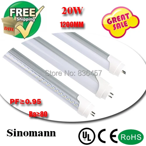 

t8 led tube light 1200mm 20w 22w 4ft, smd 2835 110v 220v, FEDEX Free Shipping, 30pcs/lot