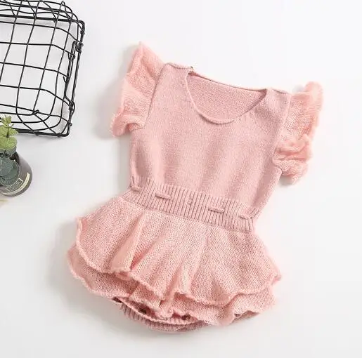 Pink Комбинезоны для маленьких девочек, костюмы для девочек, одежда, трикотажные боди для маленьких девочек, стильные боди с оборками для новорожденных, боди, костюмы - Цвет: Pink