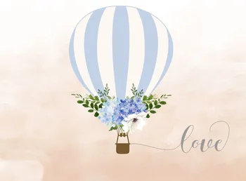 

custom hot air balloon birthday flower leaves backdrop High quality Computer print party background