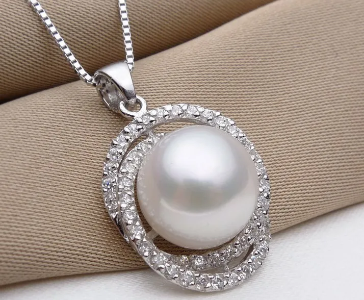 

Real Freshwater Pearl Necklace with Snake Silver Chain 11-12mm Super Big Size Cheap Fashion Pendant Necklace